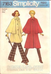 7163 75 UK UNLINED ATTD CAPE COAT LENGTHS PATTERN 12,14